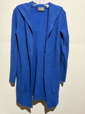 Cyrus Hooded Long Knit Cardigan - Periwinkle Blue Size XL